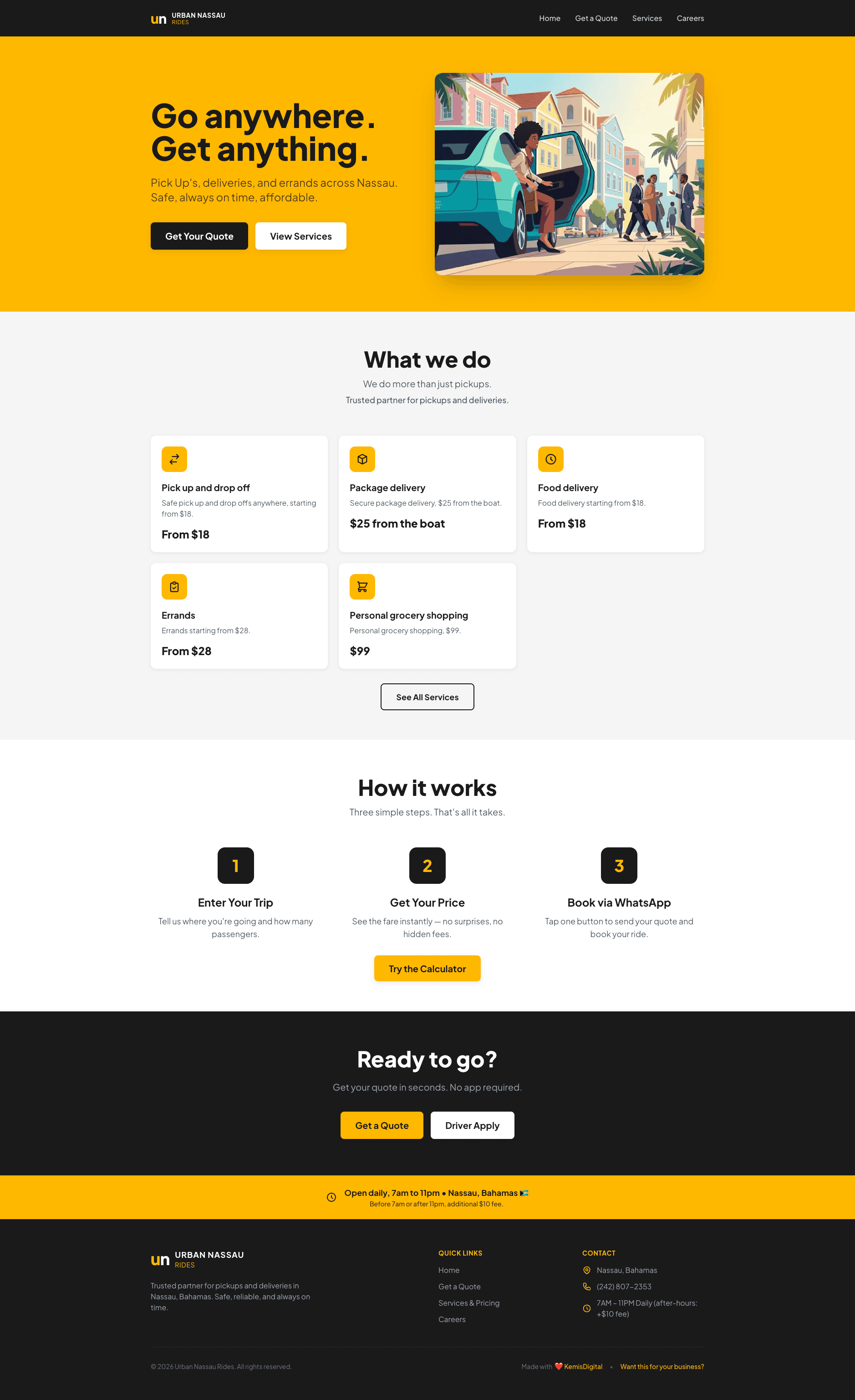 Urban Nassau Rides website preview